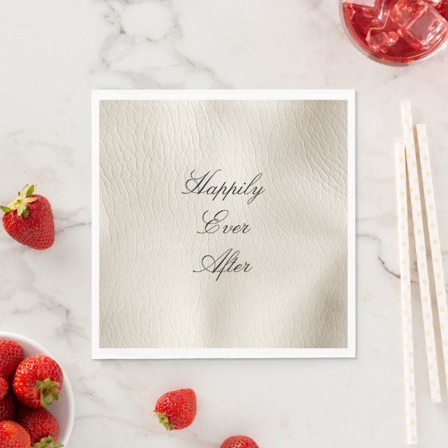 White Cream Faux Leather Wedding   Napkins (Insitu)