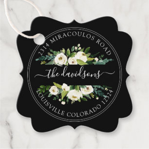 White Cream Floral Return Address Envelope Seal Favor Tags