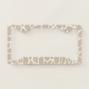 White Cream Giraffe Animal Print License Plate Frame