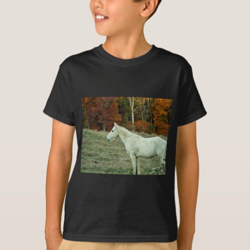 White Cream Horse in an Autumn Field T_Shirt