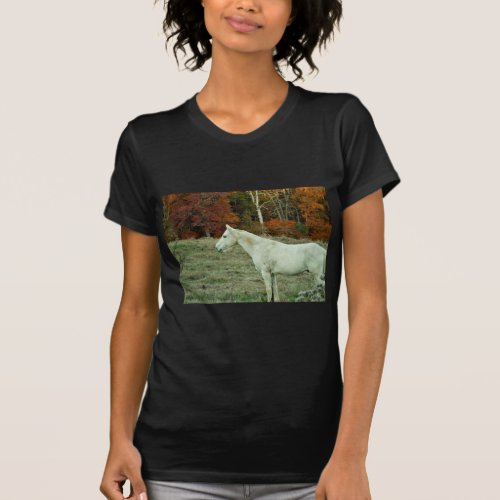 White Cream Horse in an Autumn Field T_Shirt