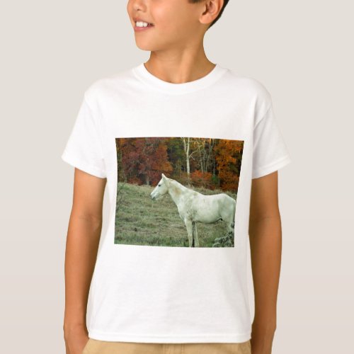 White Cream Horse in an Autumn Field T_Shirt