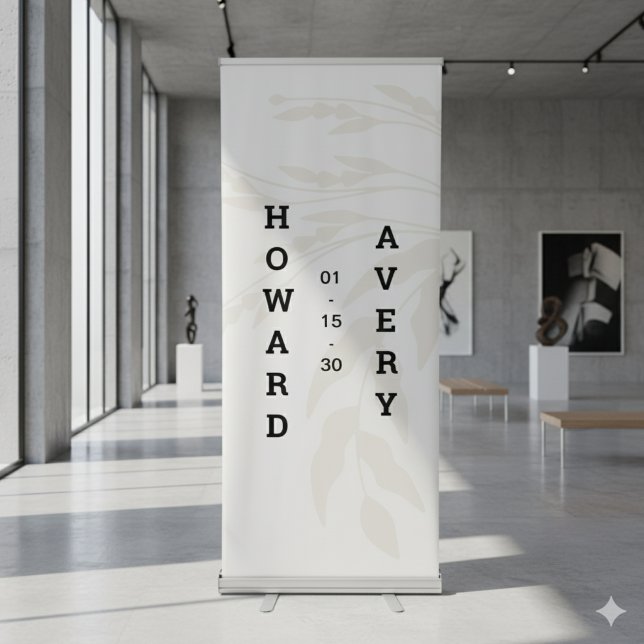 White Cream Minimalist Floral Wedding Vertical  Retractable Banner (Creator Uploaded)