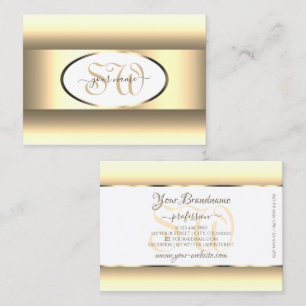 White Cream Ombre Initials Light Gold Decor Border Business Card