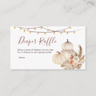 White Cream pumpkin Baby Shower - Diaper Raffle Enclosure Card