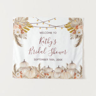 White Cream Pumpkin Bridal Shower Sign Tapestry