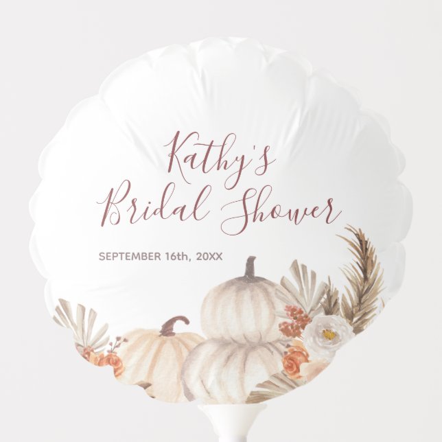 White Cream Pumpkin Floral Baby and Bridal Shower Balloon (Front)