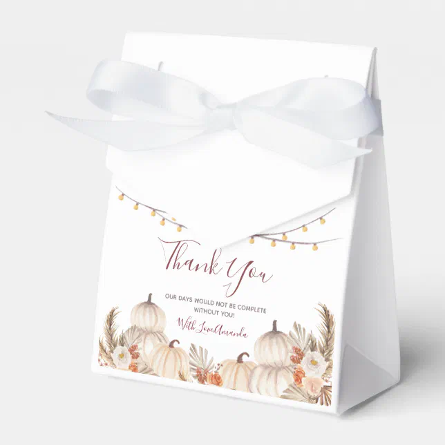 White Cream Pumpkin Floral Fall in love Favor Box | Zazzle