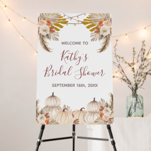 White Cream Pumpkin Rustic Floral Welcome Foam Board