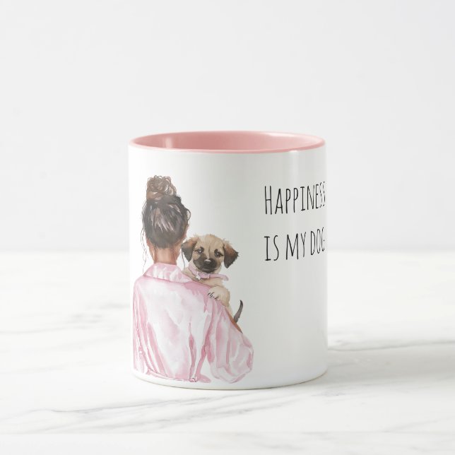 White Cream Puppy Black Lady Dog Mom   Mug (Center)