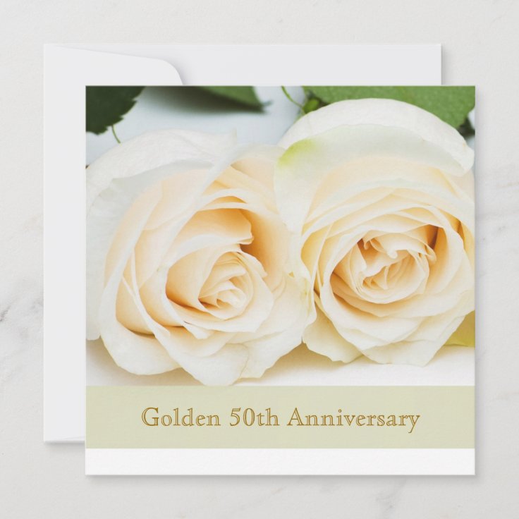 White cream roses, 50th Wedding Anniversary Invitation | Zazzle