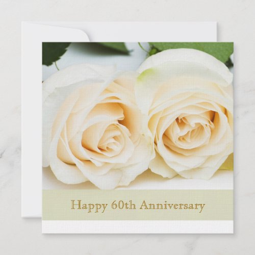 White cream roses 60th Wedding Anniversary Invitation