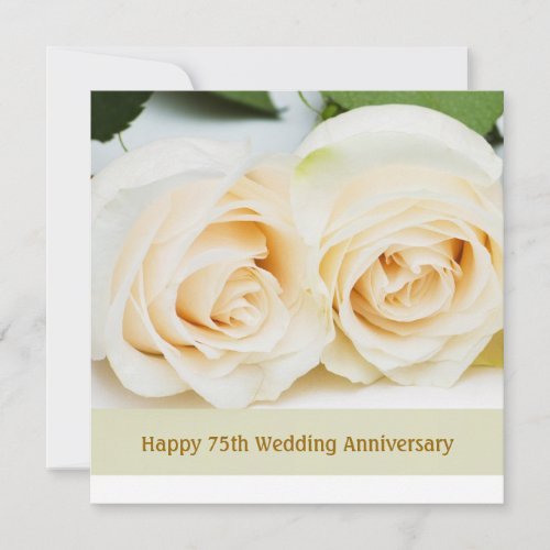 White cream roses, 75th Wedding Anniversary Custom Announcement