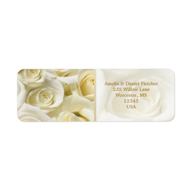 White cream roses Return Address Label (Front)