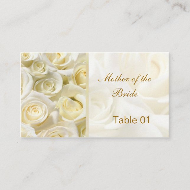 White-cream roses Table Place cards Business Card (Front)