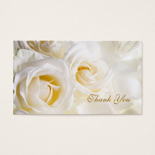 Customizable White cream Roses Wedding Thank you Business Card Template
