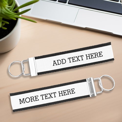White Create Your Own _ With 2 Lines of TEXT Wrist Keychain