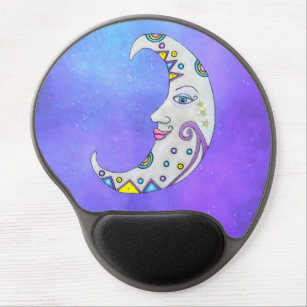White Crescent Moon Abstract Colorful Designs Sky Gel Mouse Pad