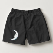 White Crescent Moon With Face Black Lips Boxers at Zazzle
