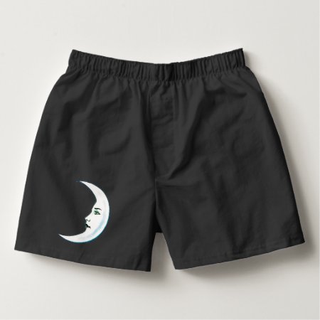 White Crescent Moon With Face Black Lips Boxers