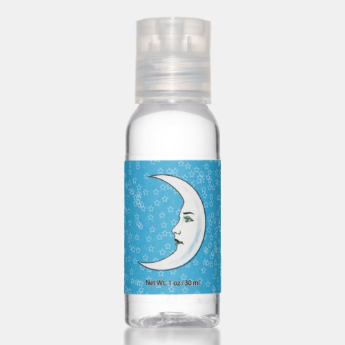 White Crescent Moon With Face Black Lips Stars Hand Sanitizer