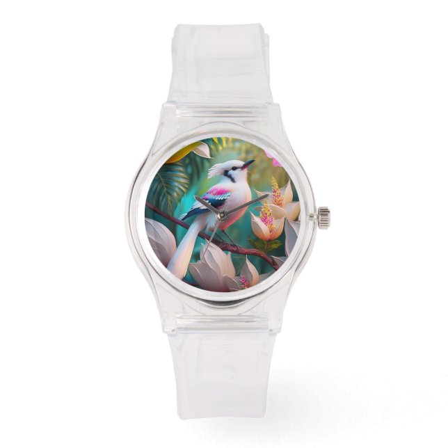 White Crested Blush Chested Fantasy Bird Watch (Front)