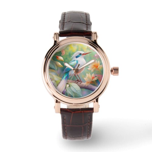 White Crested Iridescent Teal Wing Fantasy Bird Watch