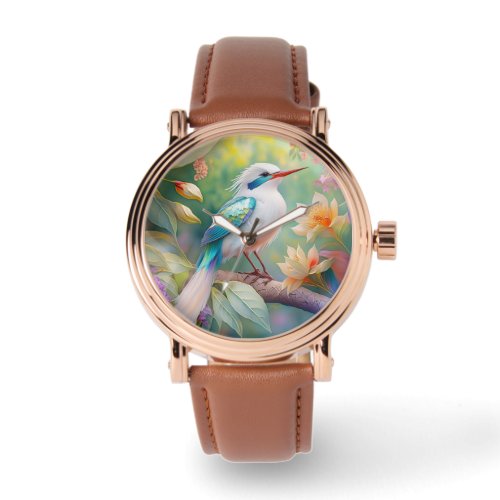 White Crested Iridescent Teal Wing Fantasy Bird Watch