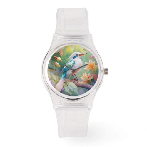 White Crested Iridescent Teal Wing Fantasy Bird Watch