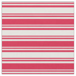 [ Thumbnail: White & Crimson Colored Lines Pattern Fabric ]