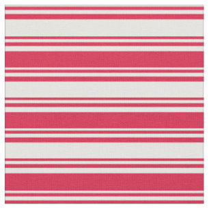 White & Crimson Colored Lines Pattern Fabric