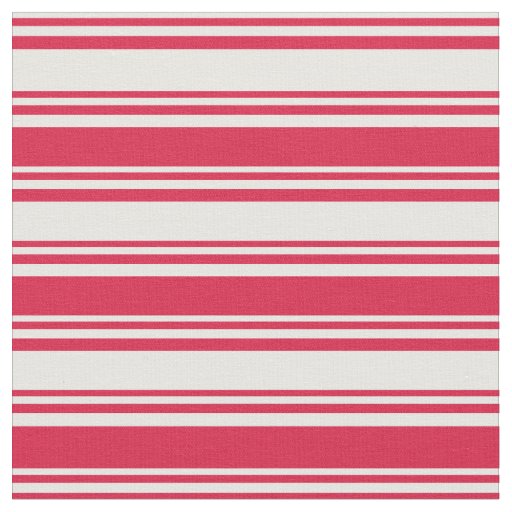 White & Crimson Colored Lines Pattern Fabric