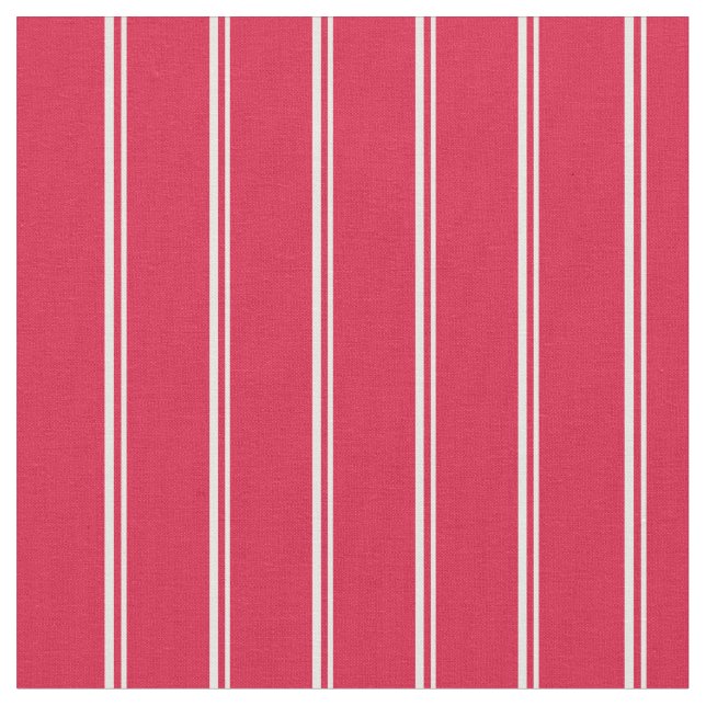 White & Crimson Pattern of Stripes Fabric (Close Up)