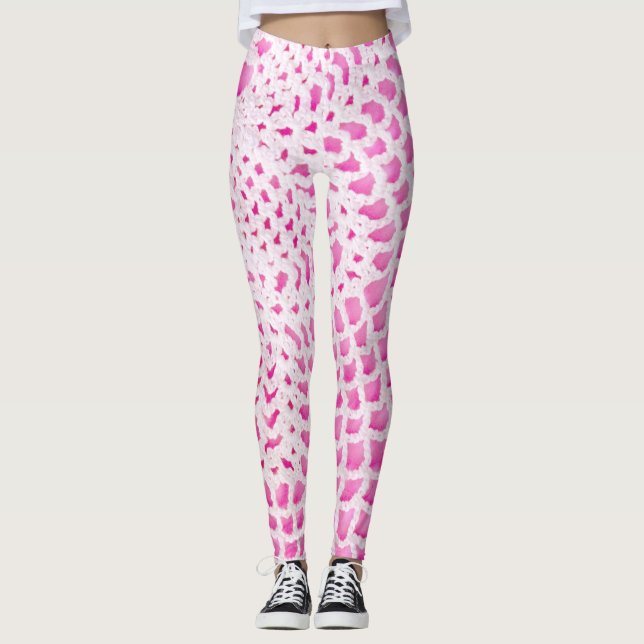 White Crochet on Pink Leggings (Front)