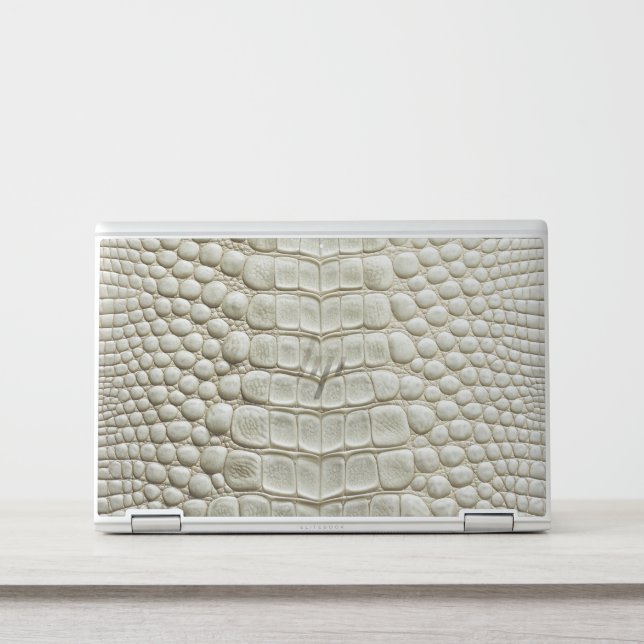 White Crocodile Alligator Faux Leather Print HP Laptop Skin (Front)