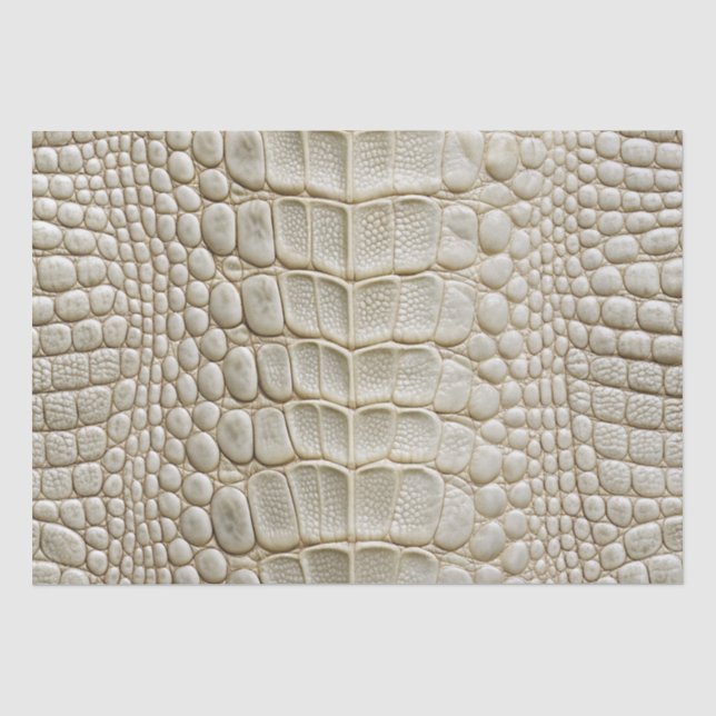 White Crocodile Alligator Skin Faux Leather Print Tissue Paper (Front)