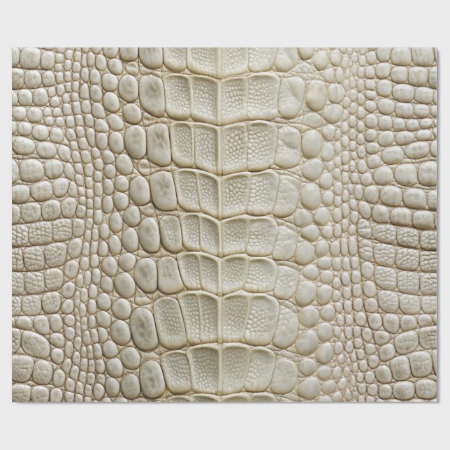 White Crocodile Alligator Skin Faux Leather Print Wrapping Paper (Flat)