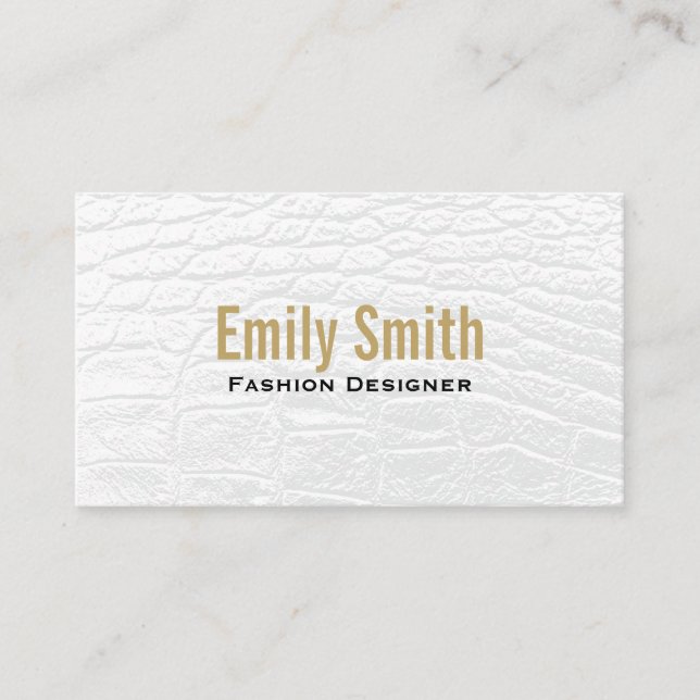White Crocodile Leather Background Business Card (Front)