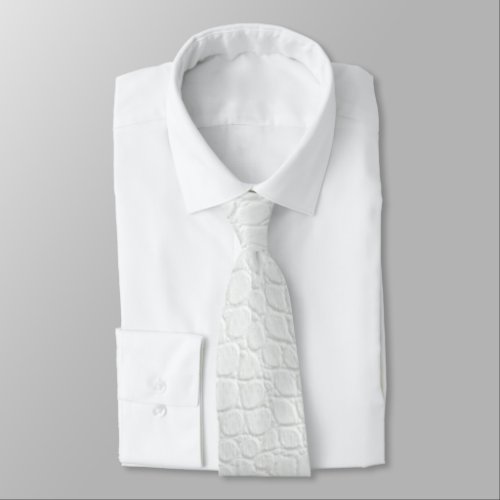 White Crocodile Skin Print Neck Tie