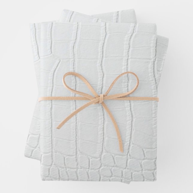 White Crocodile Skin Print New Wrapping Paper Sheets (In situ)