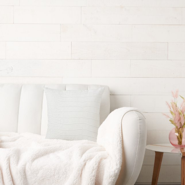 White Crocodile Skin Print Throw Pillow (Couch)