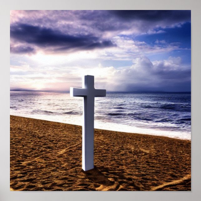 White Cross at the Beach Poster (Front)