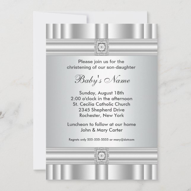 White Cross Boy or Girl Christening Invitation (Front)