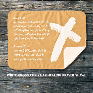 White Cross Christian Healing Prayer Shawl Sherpa Blanket