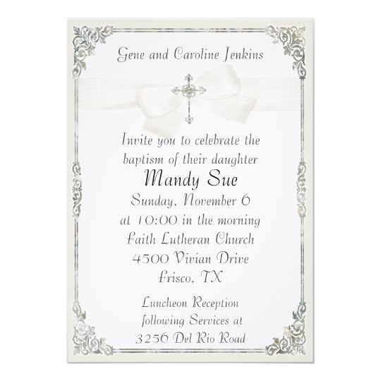 white cross elegant baptism invitation zazzle com