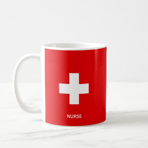 White Cross Golden Caduceus  Nurse Text on Red Coffee Mug