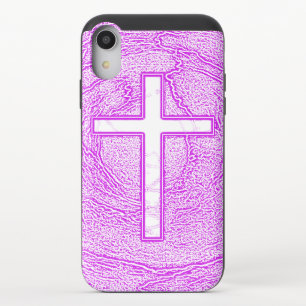 WHITE CROSS HIGHLIGHTED IN PINK iPhone XR SLIDER CASE