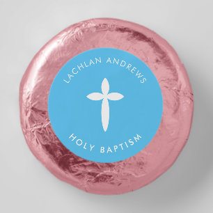 WHITE CROSS holy baptism communion church blue Dipped Oreo Cookie Favors