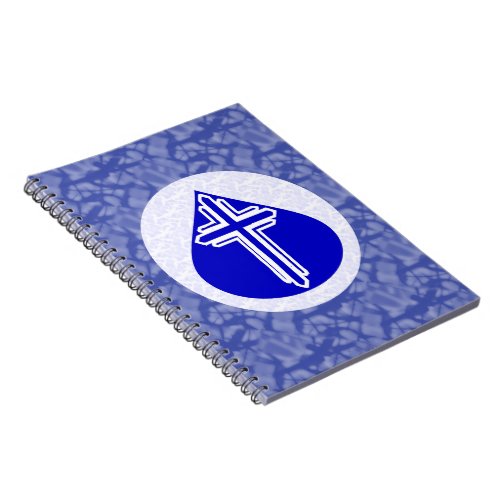 White Cross in Blue Teardrop Notebook