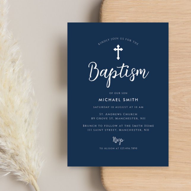 white cross modern baptism invitation (Creator Uploaded)